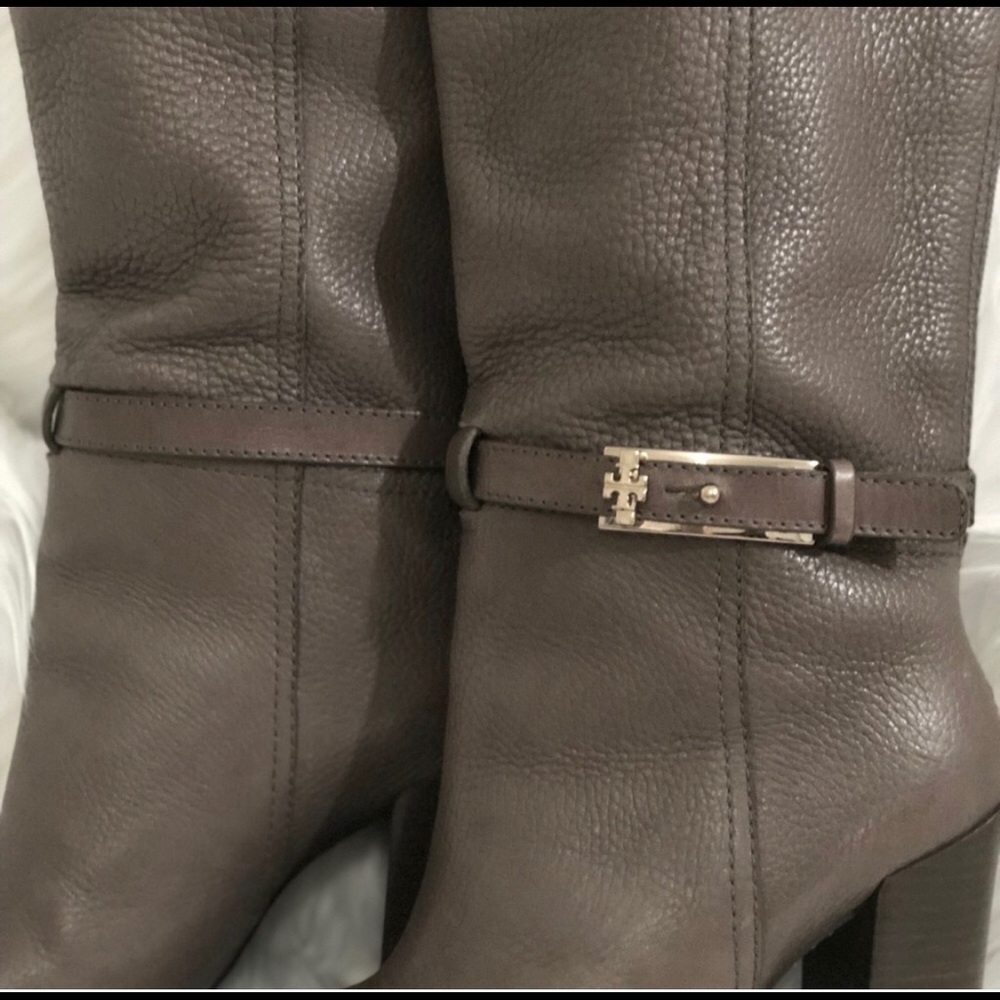 Tory Burch Taupe Stacked Heel Boots | Size 7.5 - Picture 2 of 8